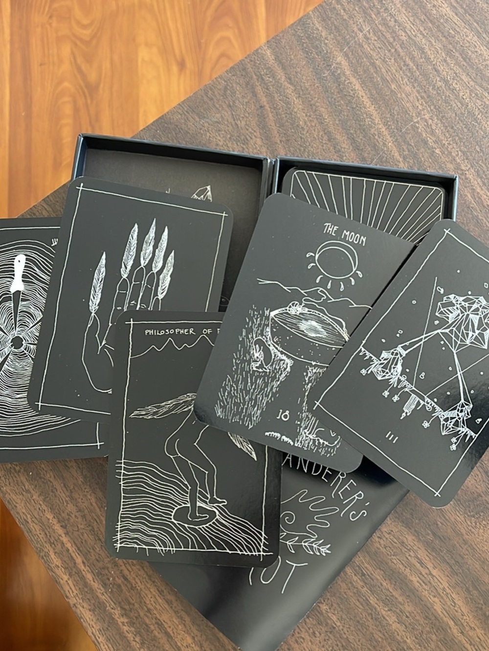 Black Illustrated Tarot Card Deck - Wanderer’s Tarot